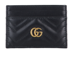 Gucci Marmont Card Holder, Leather, Black, 496334, DB/B, 2*